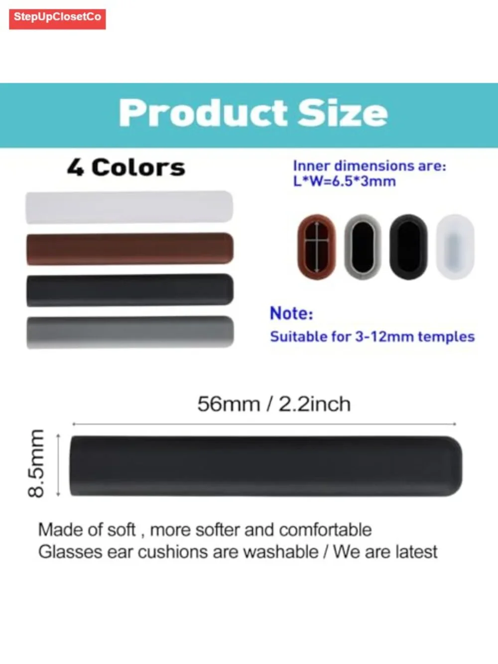 Anti-Slip Silicone Glasses Ear Cushions Temple Tips Covers for Reading